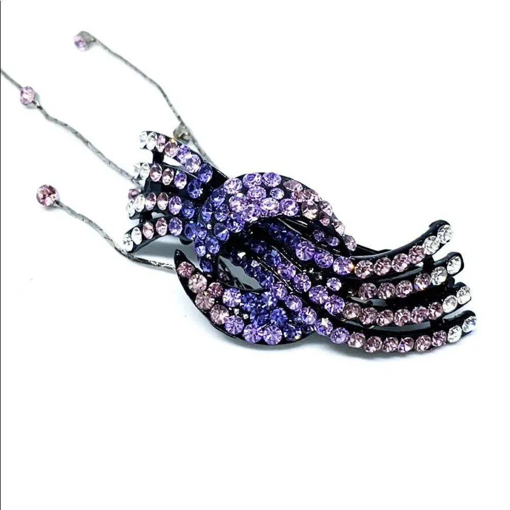Lavender Rhinestone Hair Clip - Picture 4 of 7